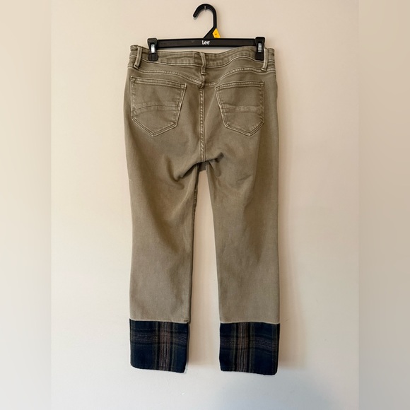 DRIFTWOOD Olive Straight-Leg Jeans with Plaid Cuffs